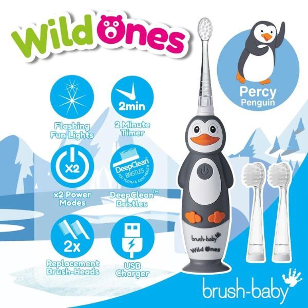 Brush Baby WildOnes-Penguin Toothbrush & Applemint T'paste GOODS Superdrug   