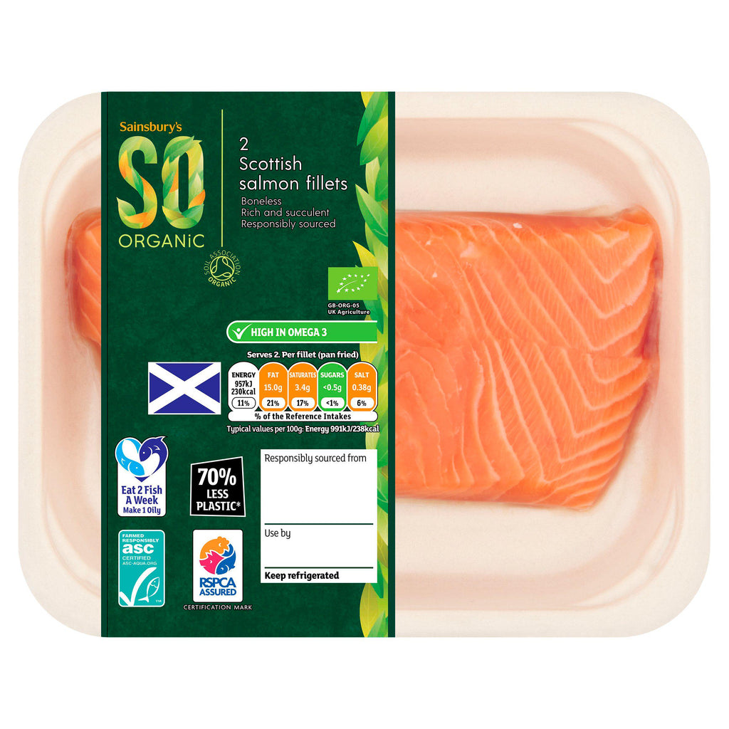 Sainsbury's Skin on ASC Scottish Salmon Fillets, So Organic x2 240g