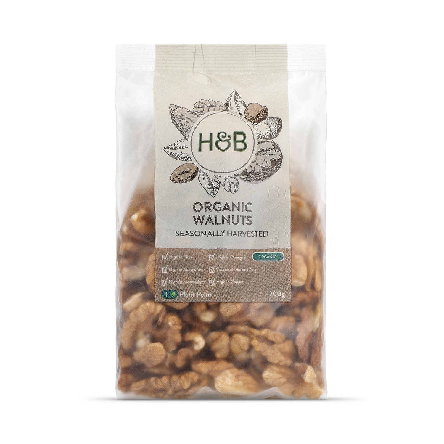 Holland & Barrett organic walnuts 200g, UK version