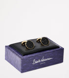 Babette Wasserman gold-plated Moondust round cufflinks, imported from the UK