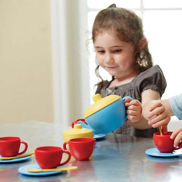 Green Toys Tea Set with Blue Teapot