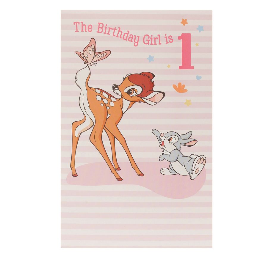 Disney Age 1 Bambi Birthday Card General Household ASDA   