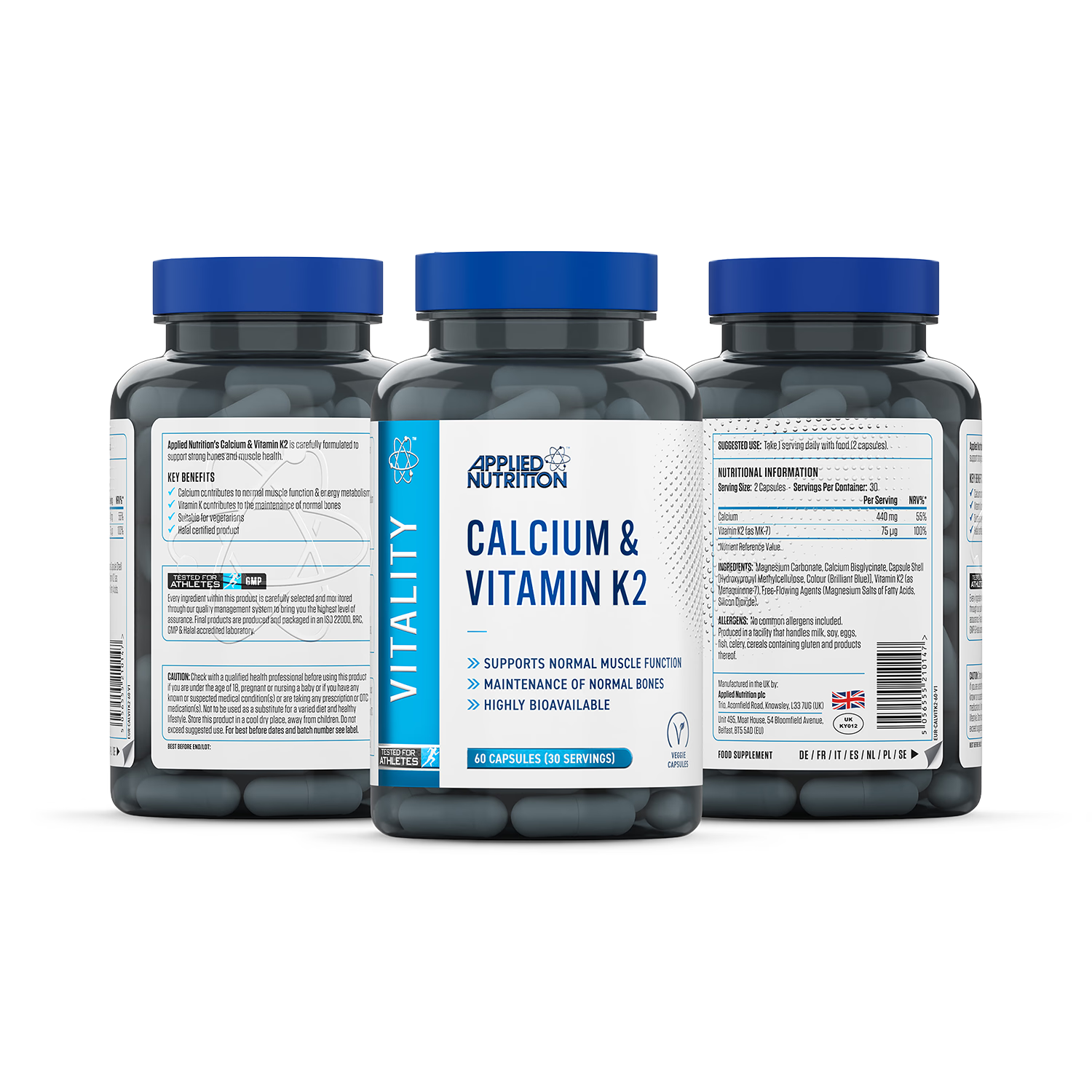 Applied Nutrition Calcium & Vitamin K2 60 capsules, UK version