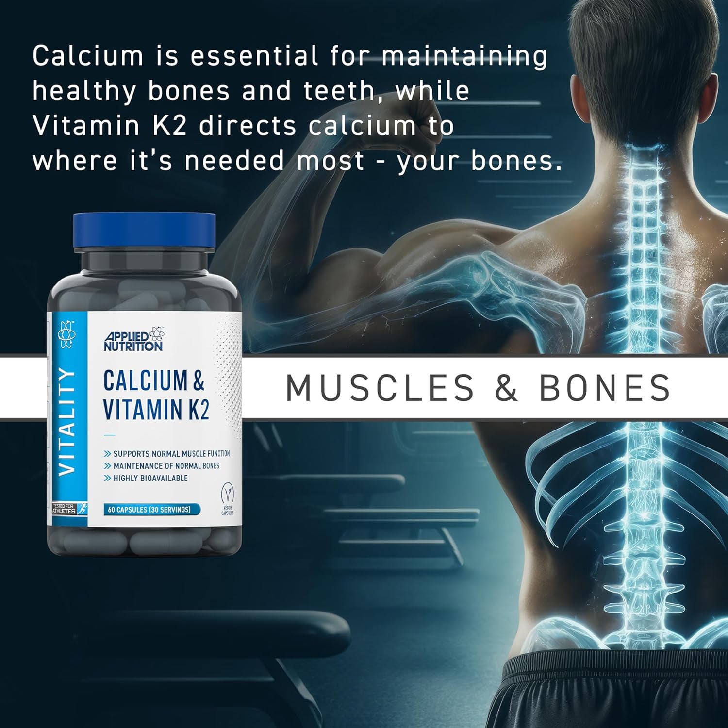 Applied Nutrition Calcium & Vitamin K2 60 capsules, UK version