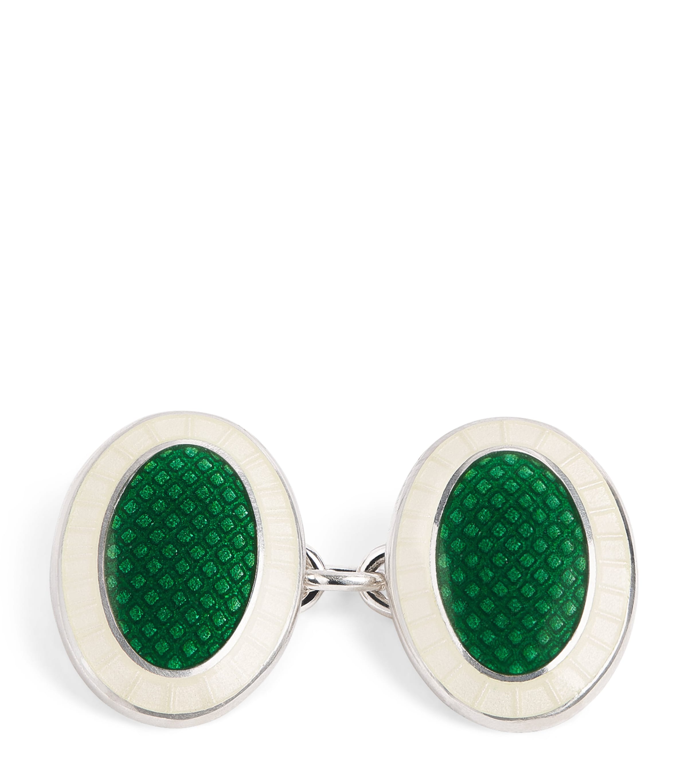 Deakin & Francis sterling silver cufflinks with green enamel - British product