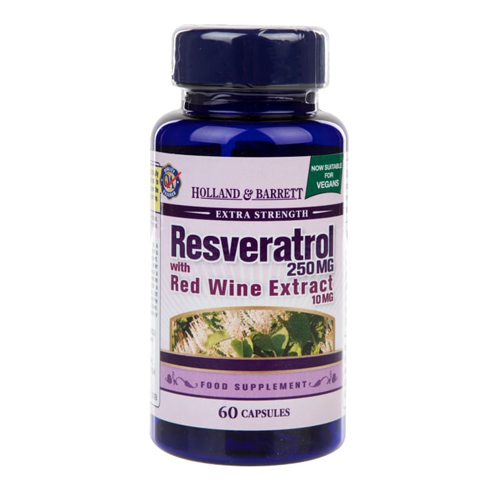 Holland & Barrett Resveratrol 250mg with Red Wine Extract 10mg 60 capsules Plant Sourced Supplements Holland&Barrett   