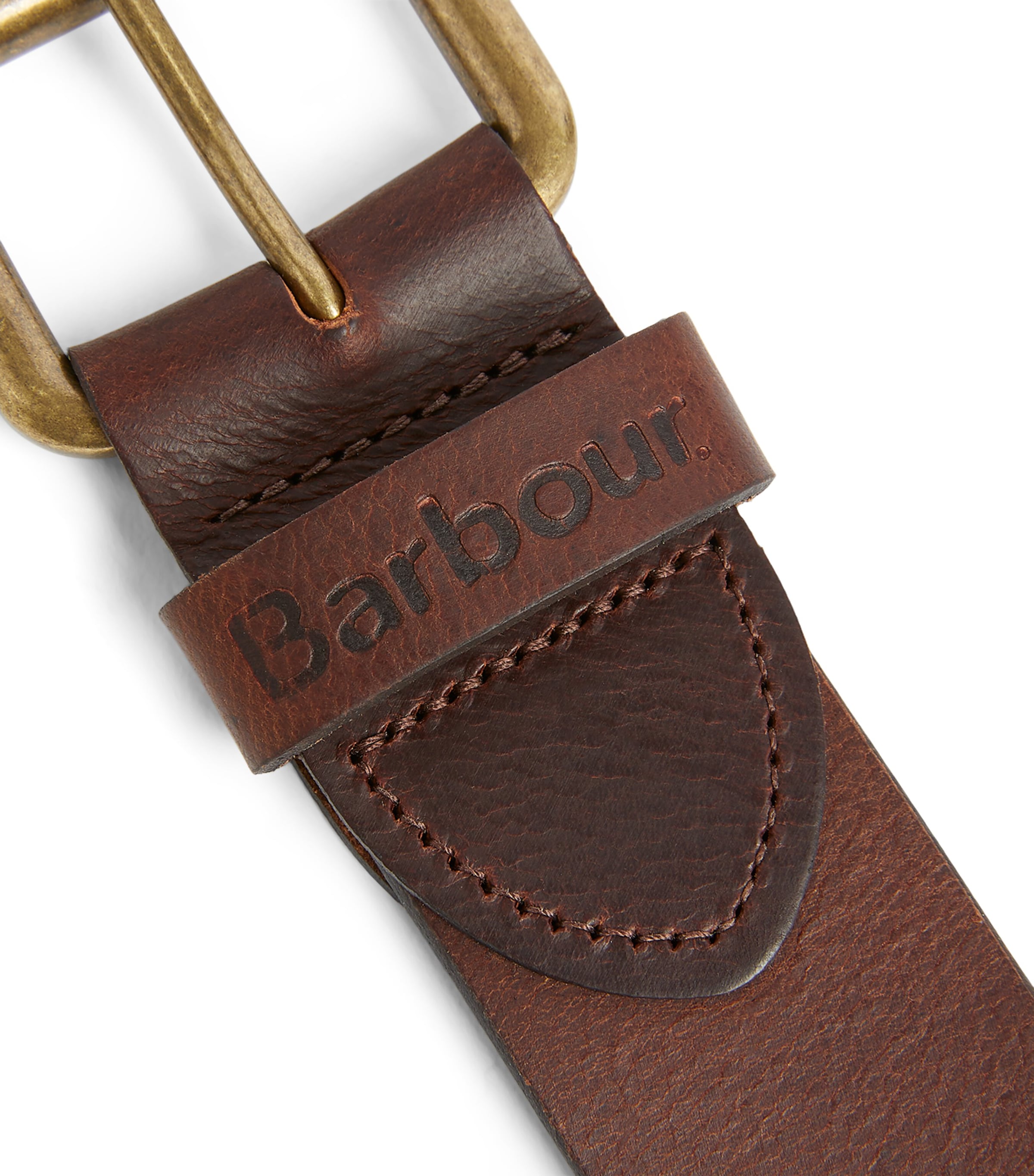 Barbour matte tan leather belt with gold buckle (British brand)