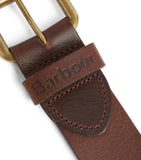 Barbour matte tan leather belt with gold buckle (British brand)
