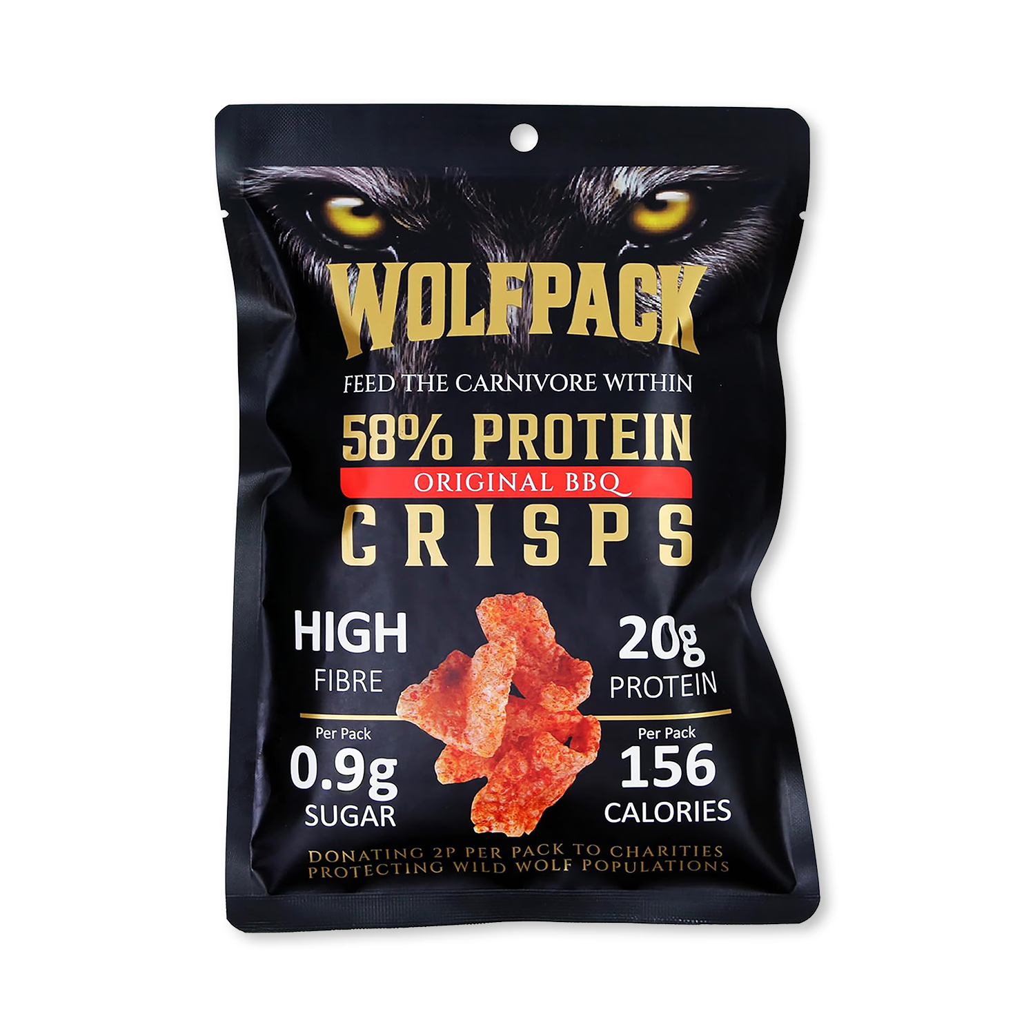 Wolfpack Protein Crisps 35g pork snack, UK version