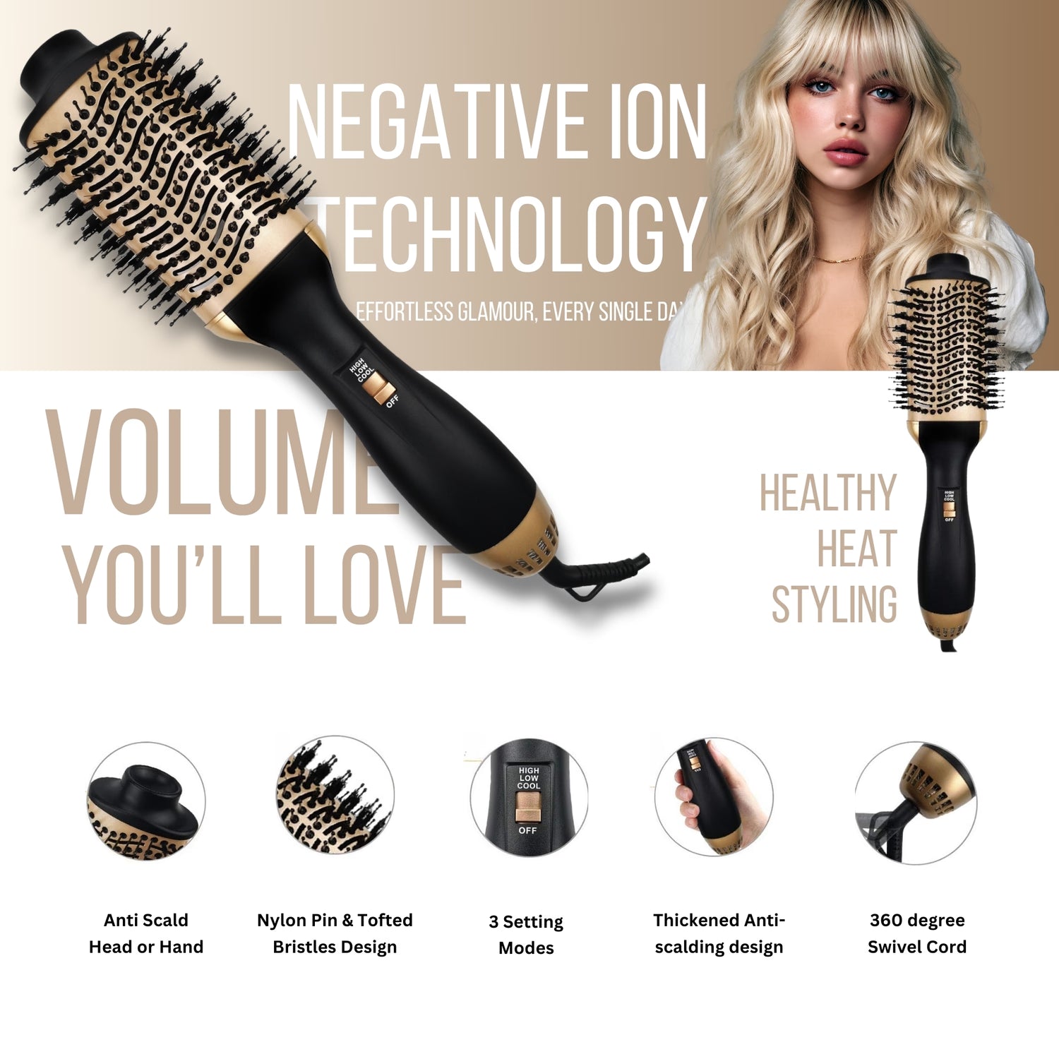Erth Skin London all-in-one professional hair styling brush, imported from the UK