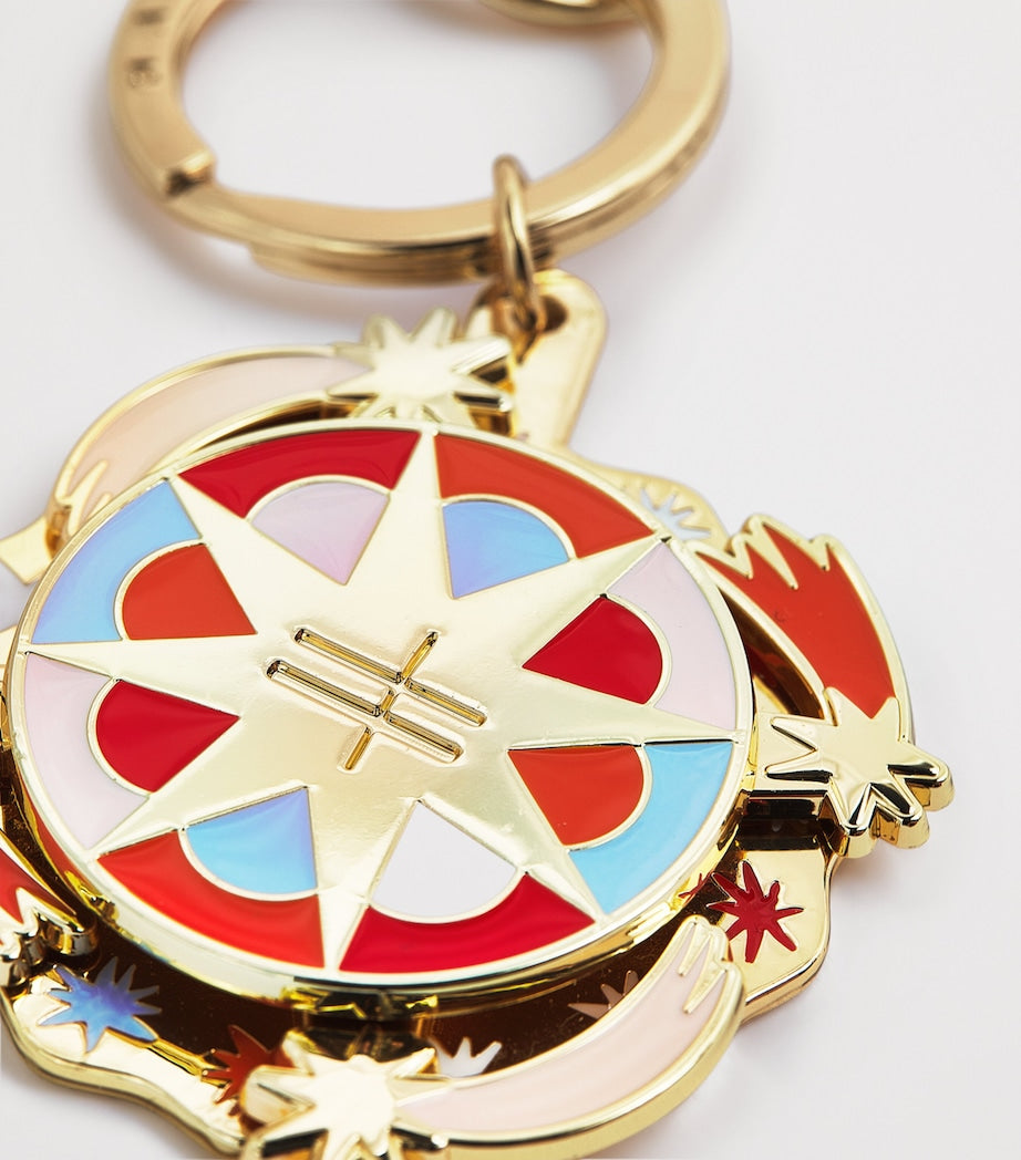 Harrods gold-tone star keyring, British product