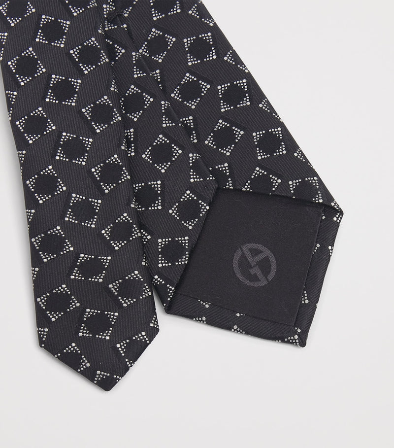 Giorgio Armani silk geometric jacquard tie - British product