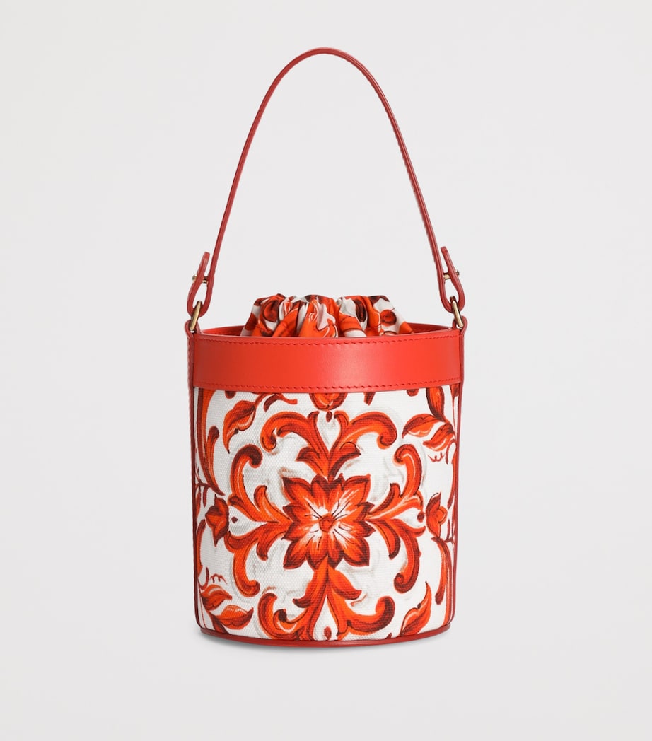 Dolce&Gabbana Kids Majolica bucket bag with embroidery, compact size (British brand)