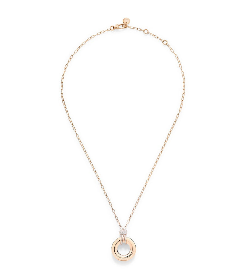 Pomellato Iconica rose gold diamond pendant necklace in 18kt gold, imported from the UK