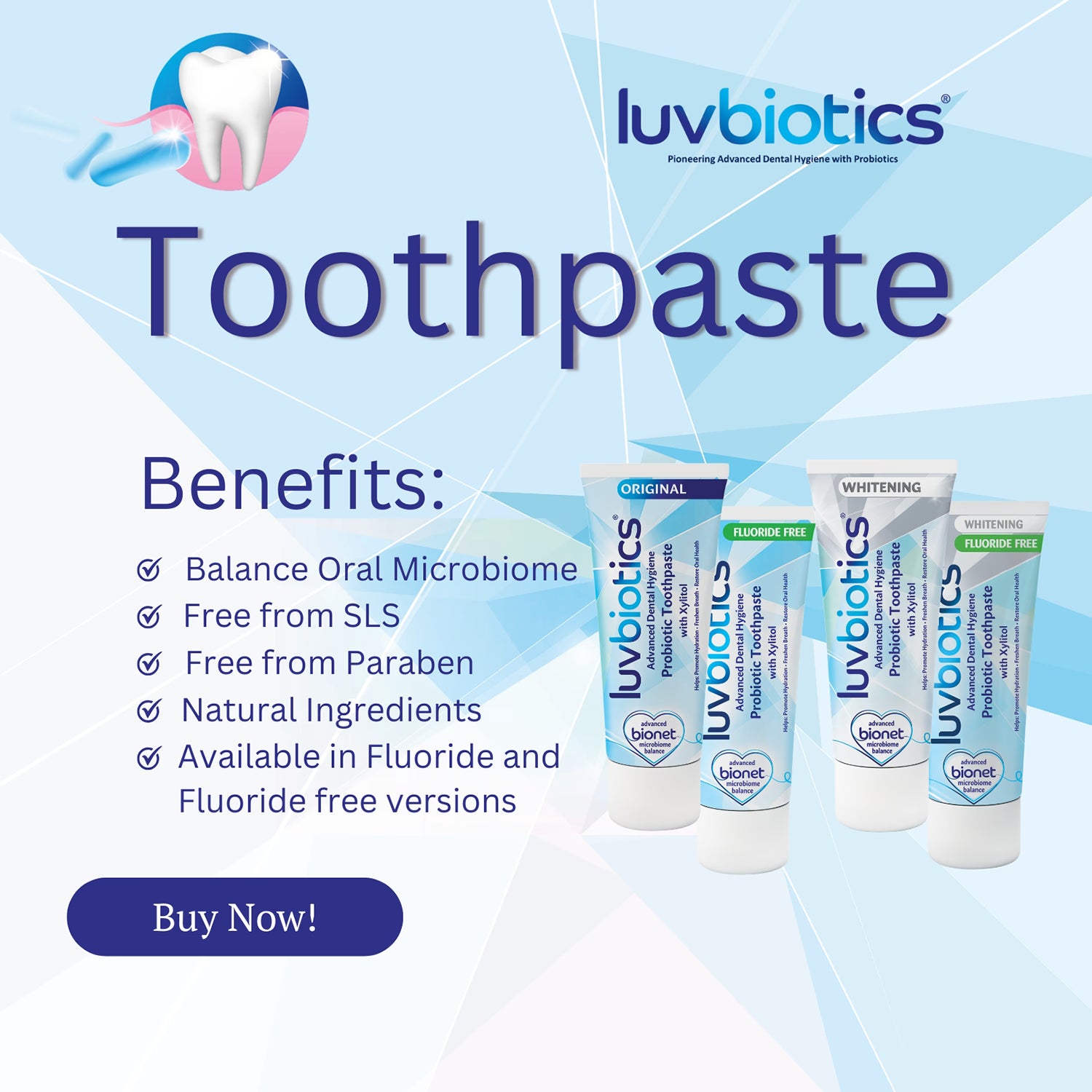 Luvbiotics Original toothpaste 3 pack - British product