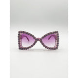 SVNX oversized triangular crystal gem sunglasses purple - British product