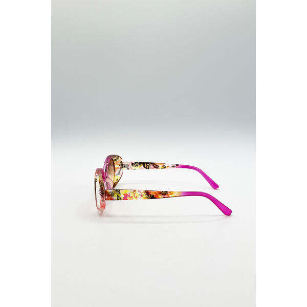 SVNX floral pink oval sunglasses UV 400 (British brand)