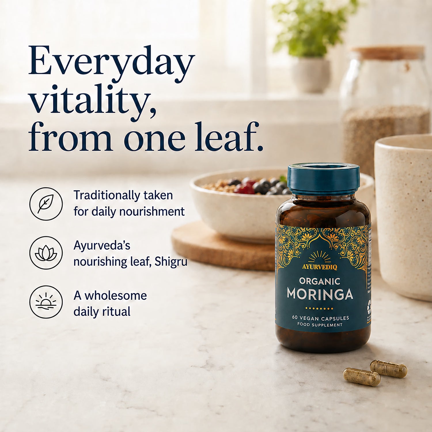 Ayurvediq organic moringa capsules 60 count (British brand)