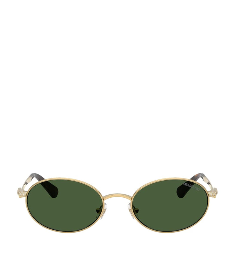 Swarovski oval sunglasses with crystal temples, imported from the UK