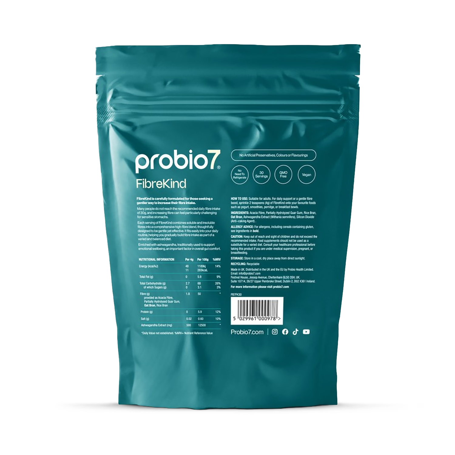 Probio7 FibreKind high-fibre powder 120g (British brand)