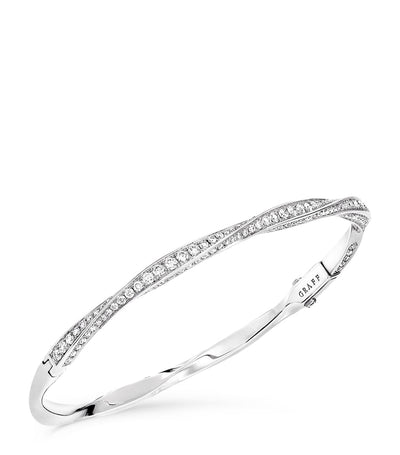 Harrods Graff White Gold and Diamond Spiral Bangle- Buy online at McGrocer