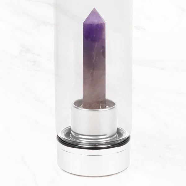Myga amethyst crystal glass water bottle, imported from the UK