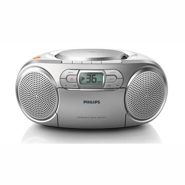 Philips AZ127 portable stereo system in silver, imported from the UK