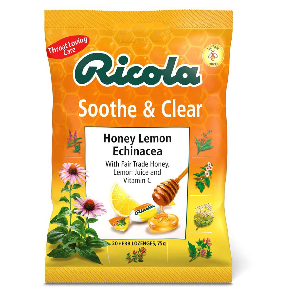 Ricola Soothe & Clear Honey, Lemon & Echinacea cough drops - 75g GOODS Boots   