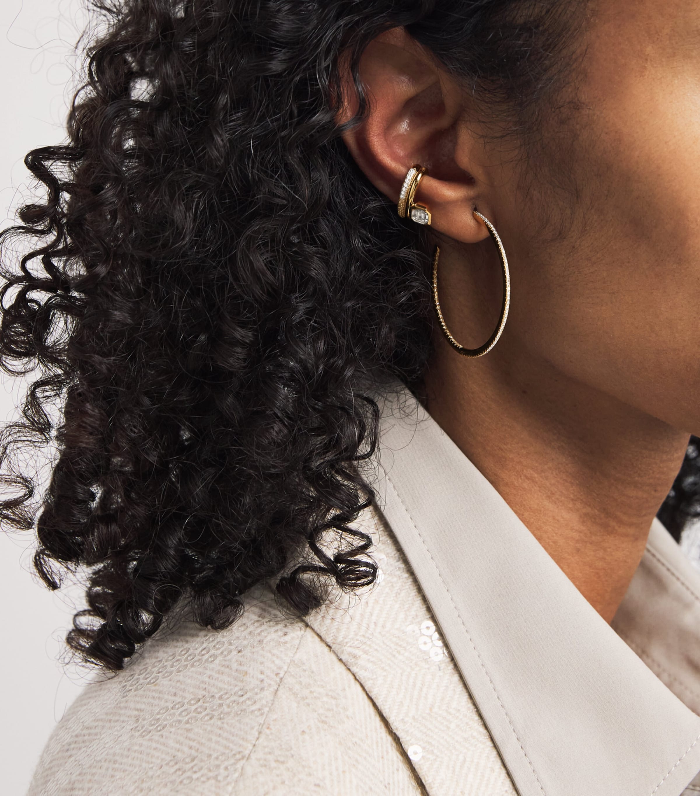 SHAY yellow gold diamond floating ear cuff, UK version