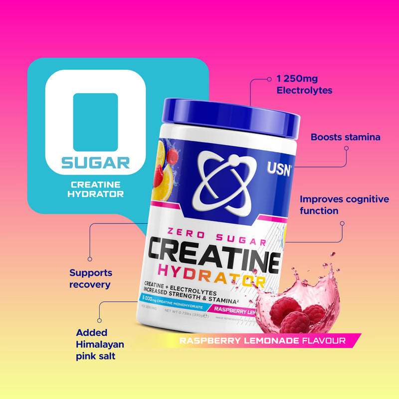 USN Creatine Hydrator Raspberry Lemonade 330g, UK version
