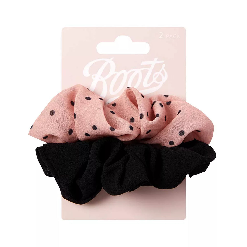 Boots Black and Print Scrunchie 2 pk