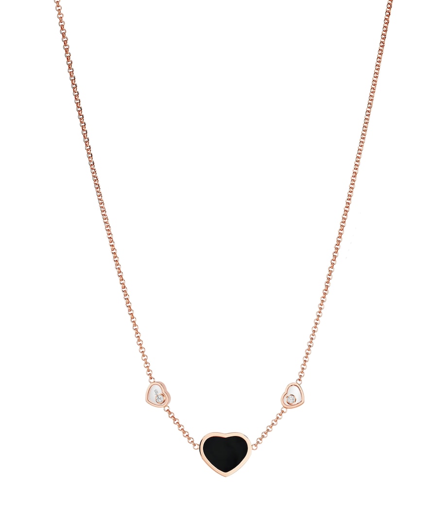 Chopard Happy Hearts pendant in rose gold with onyx and diamonds, UK version