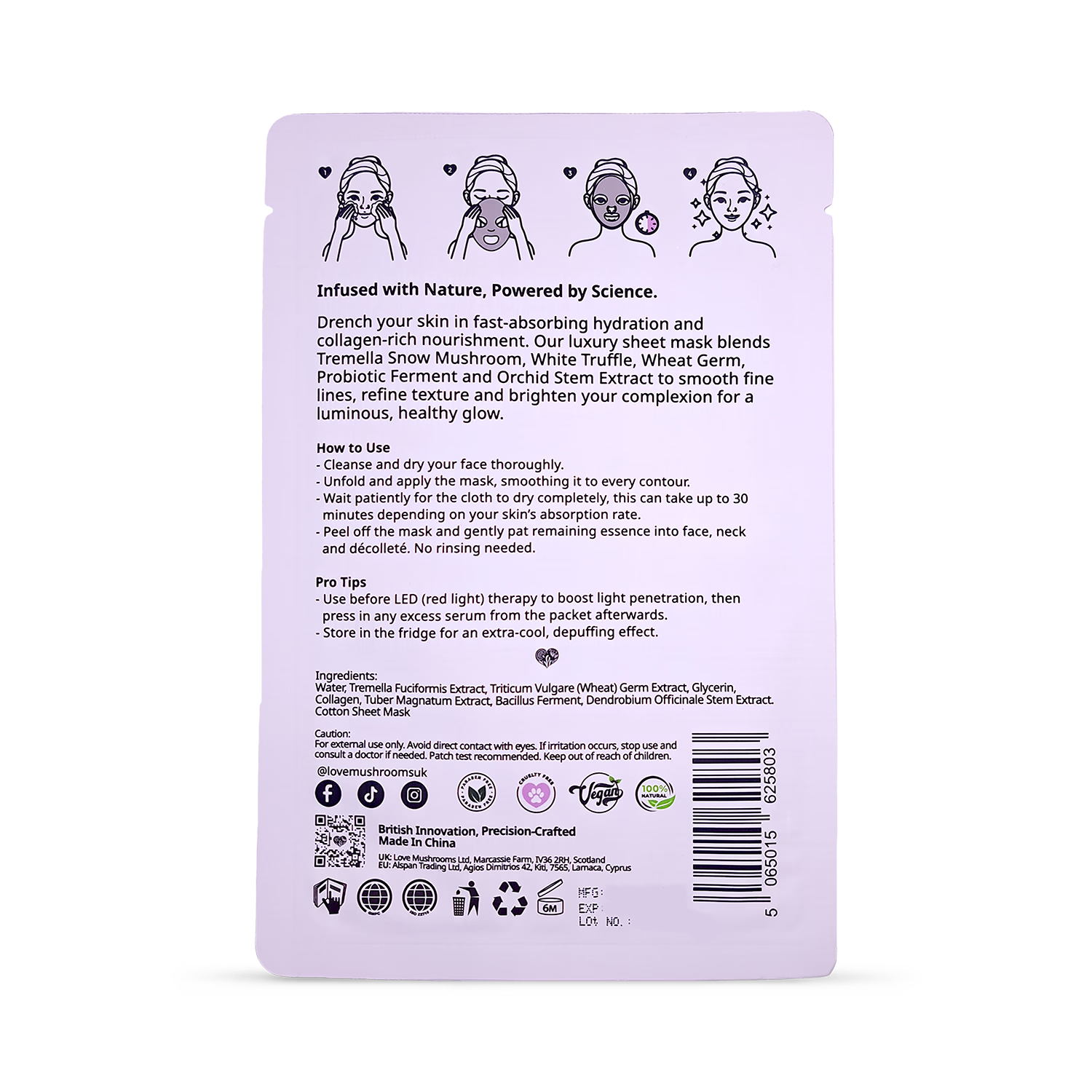 Love Mushrooms Collagen Truffle Face Mask - British product