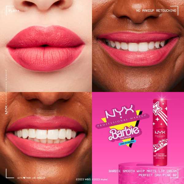 NYX Barbie Smooth Whip Matte Lip Cream pink lips - British product