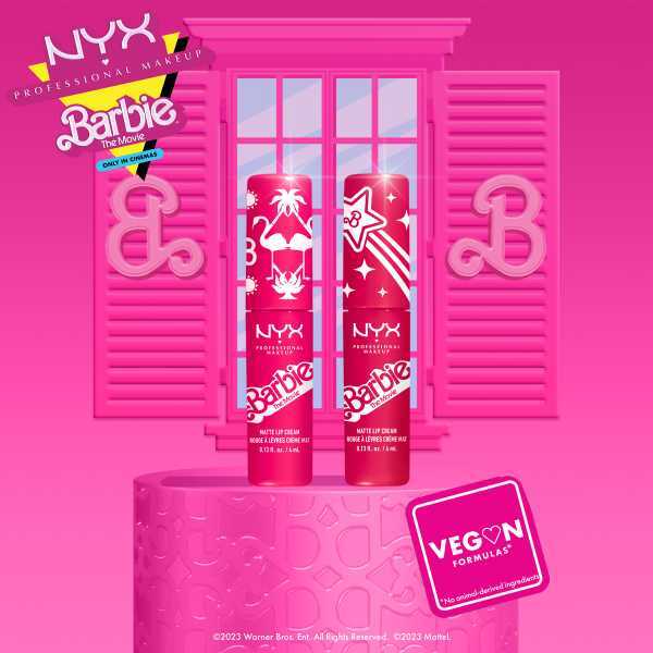 NYX Barbie Smooth Whip Matte Lip Cream pink lips - British product
