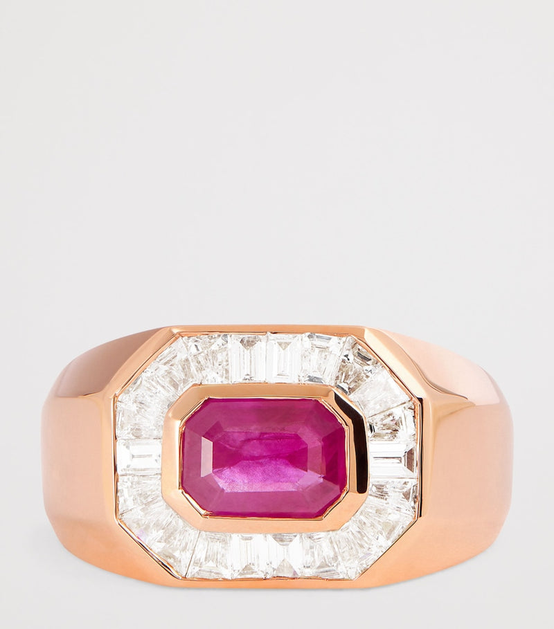 SHAY Rose Gold Championship Ring with Ruby and Diamonds, UK version