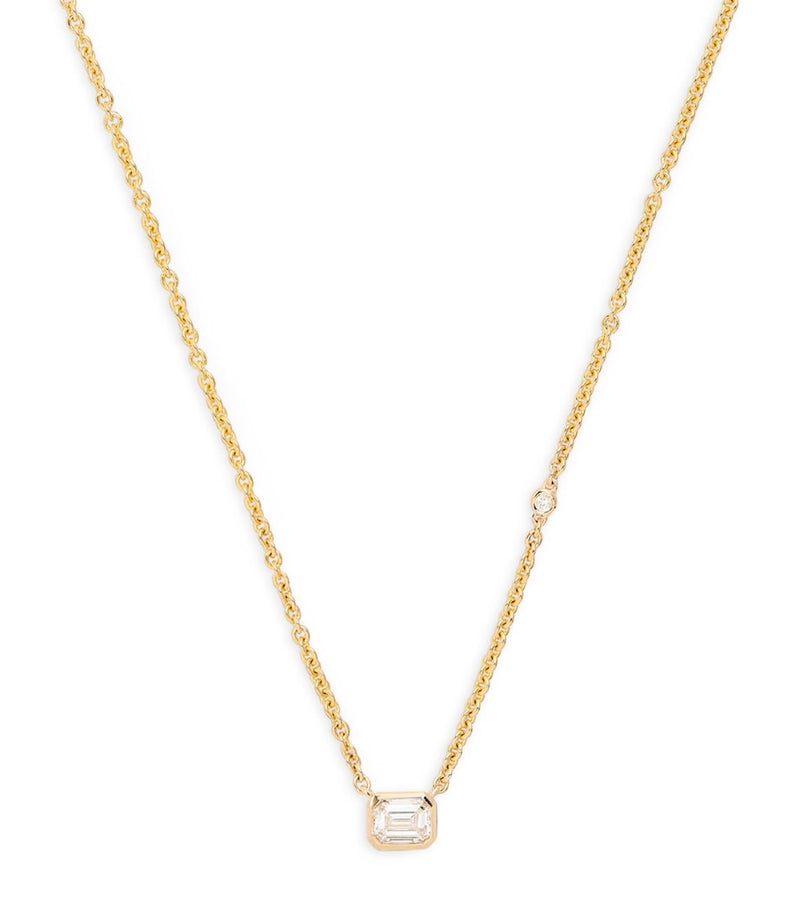 SHAY yellow gold and diamond bezel necklace (British brand)