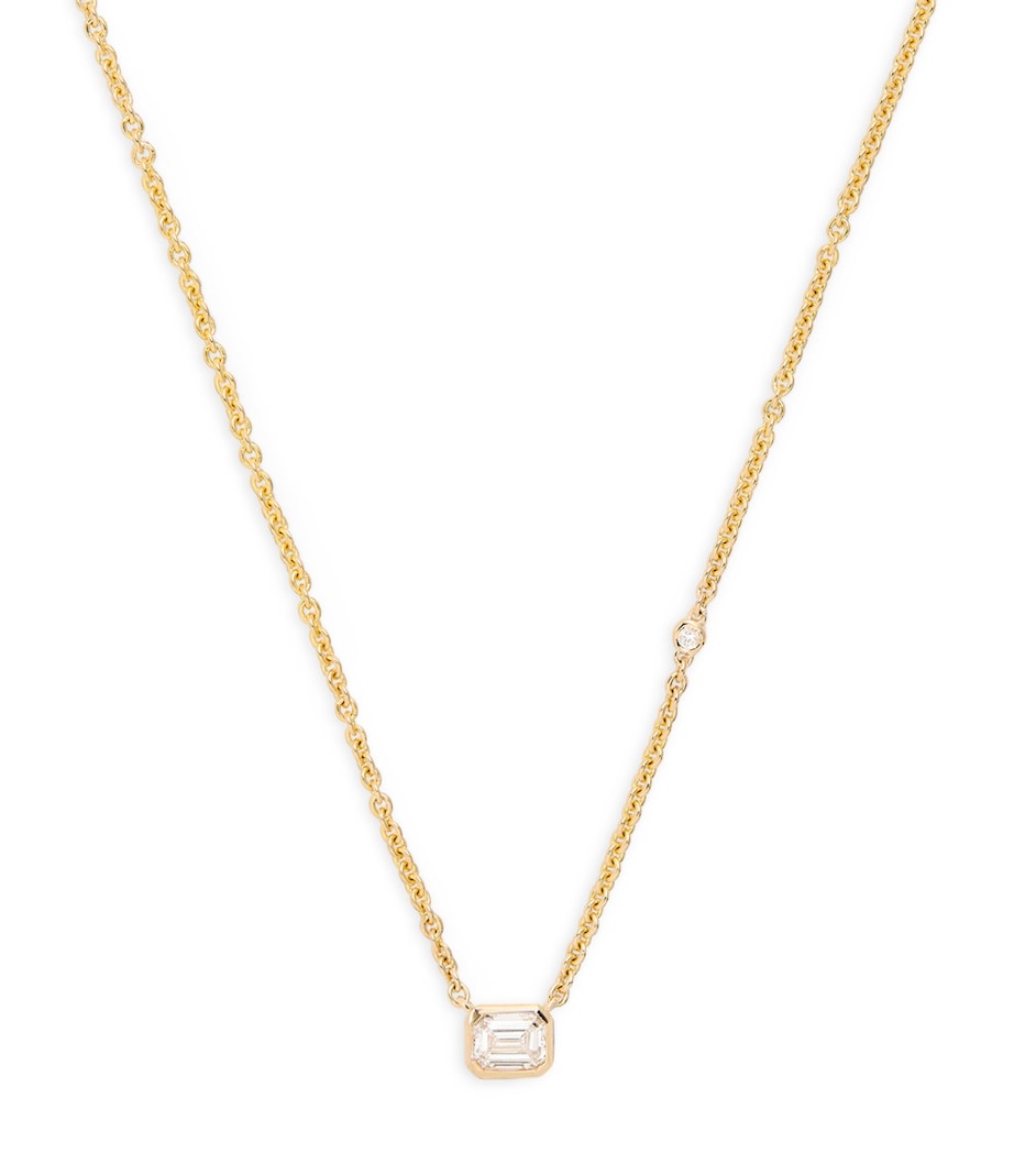 SHAY yellow gold and diamond bezel necklace (British brand)