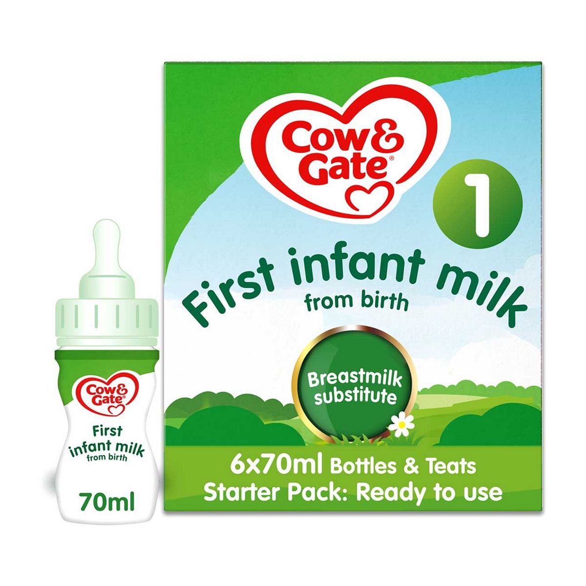 Cow & Gate First Infant Milk Starter Pack from Birth 6 x 70ml Toys & Kid's Zone Boots   