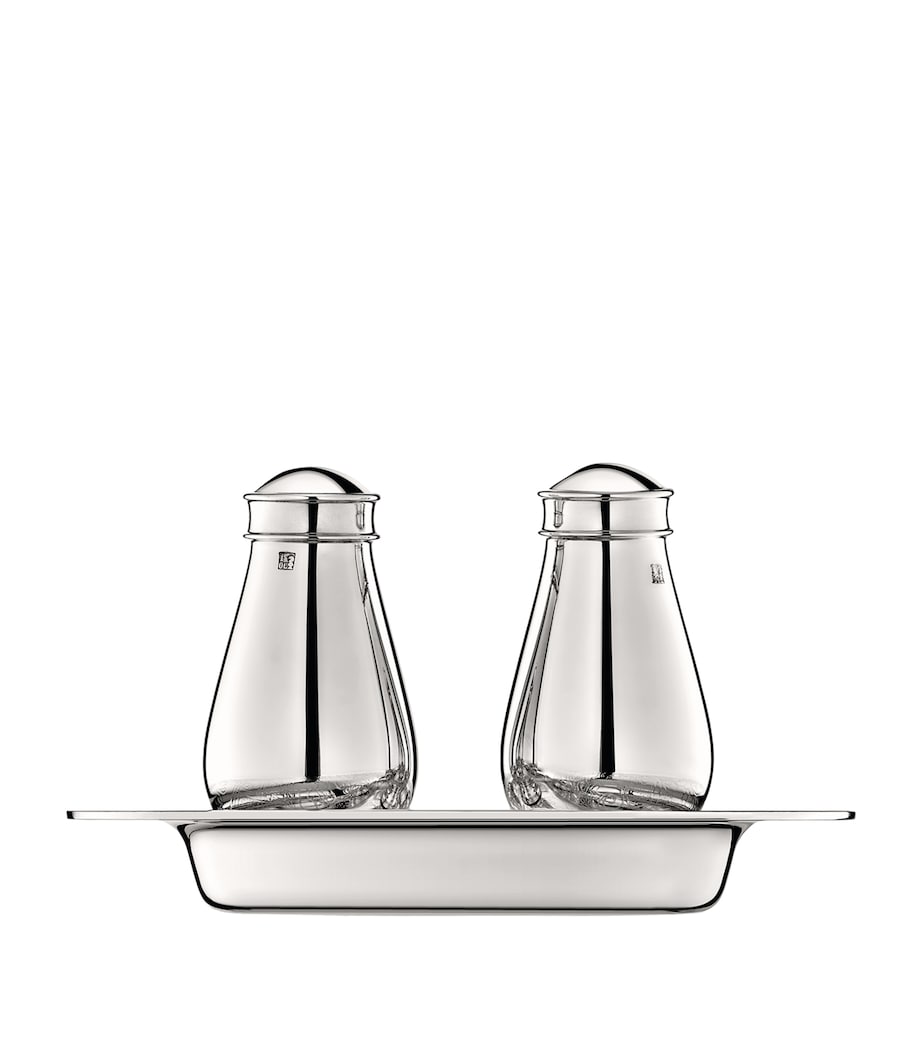 Christofle Jardin d'Eden silver-plated salt and pepper shakers with tray - British product