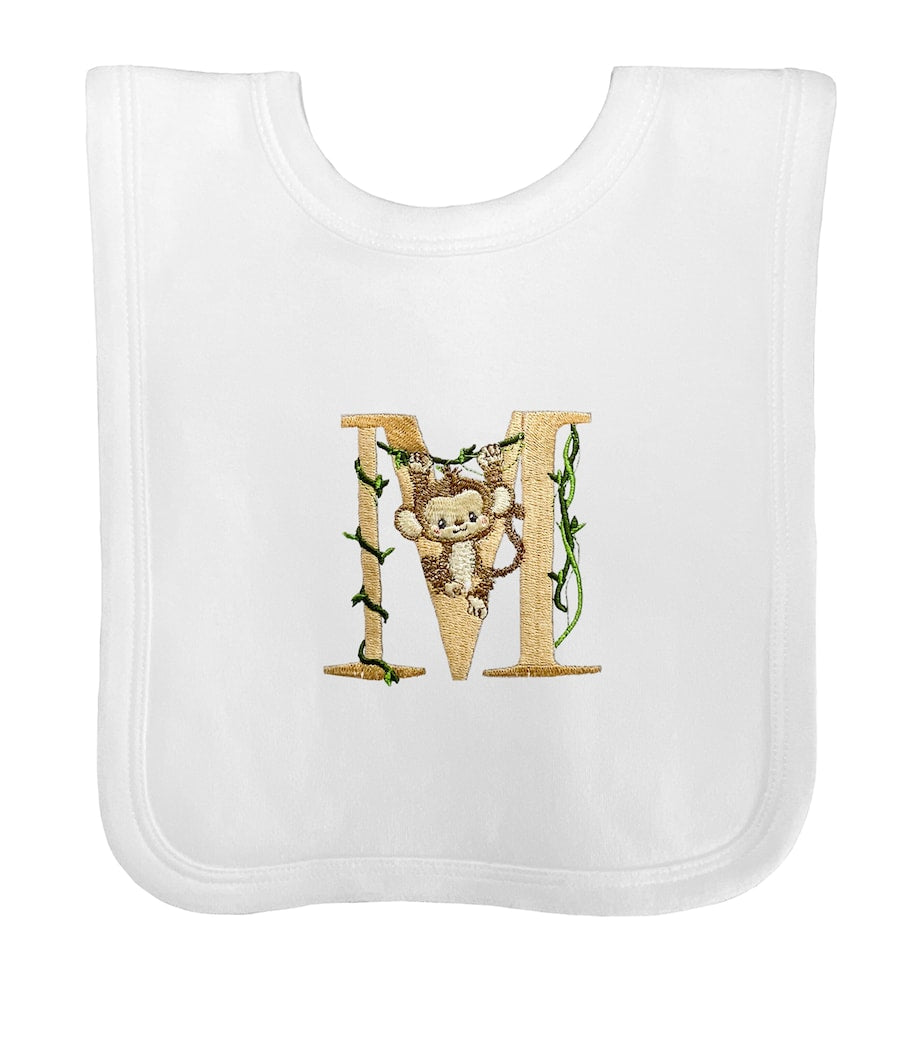 Paint My Dreams cotton monogram bib with M embroidery (British brand)
