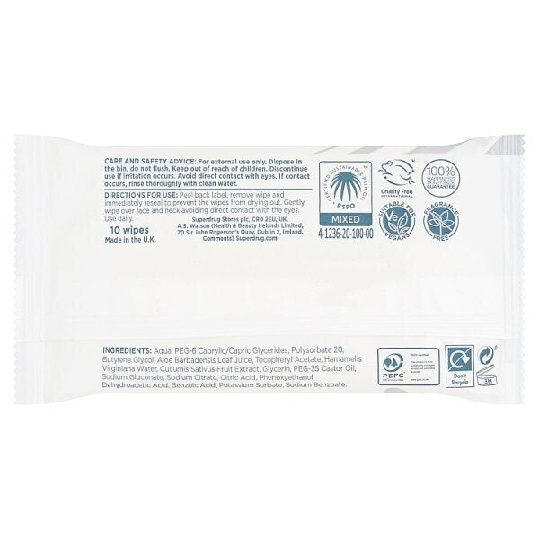 Superdrug Cosmetic Travel Micellar Wipes 10 GOODS Superdrug   