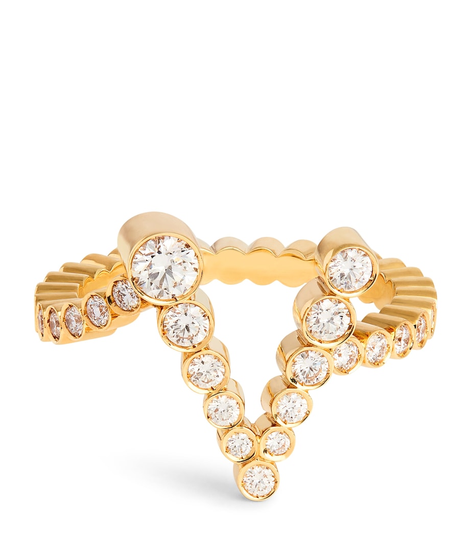 Sophie Bille Brahe yellow gold diamond V ring (British brand)