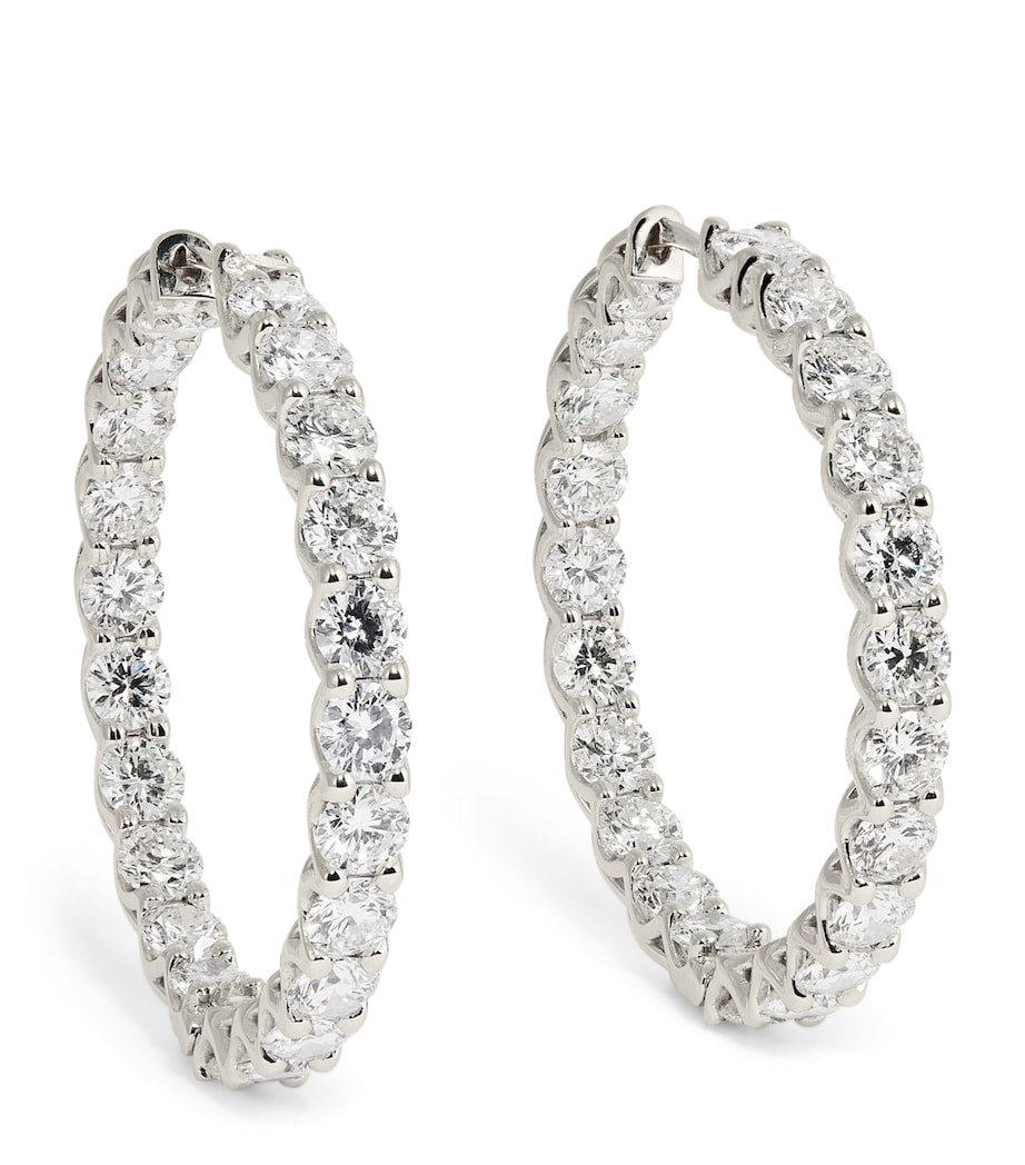 Harrods white gold diamond hoop earrings 8.40ctw, imported from the UK