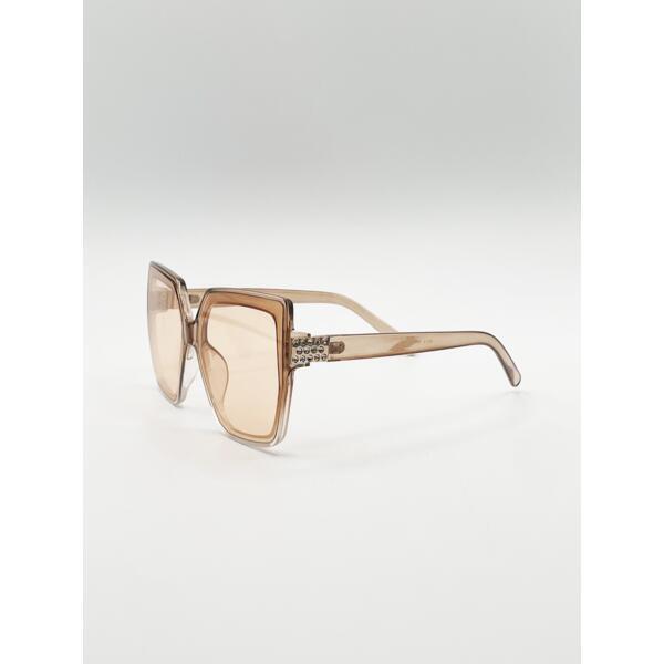 SVNX Cateye Sunglasses champagne diamante detail, imported from the UK