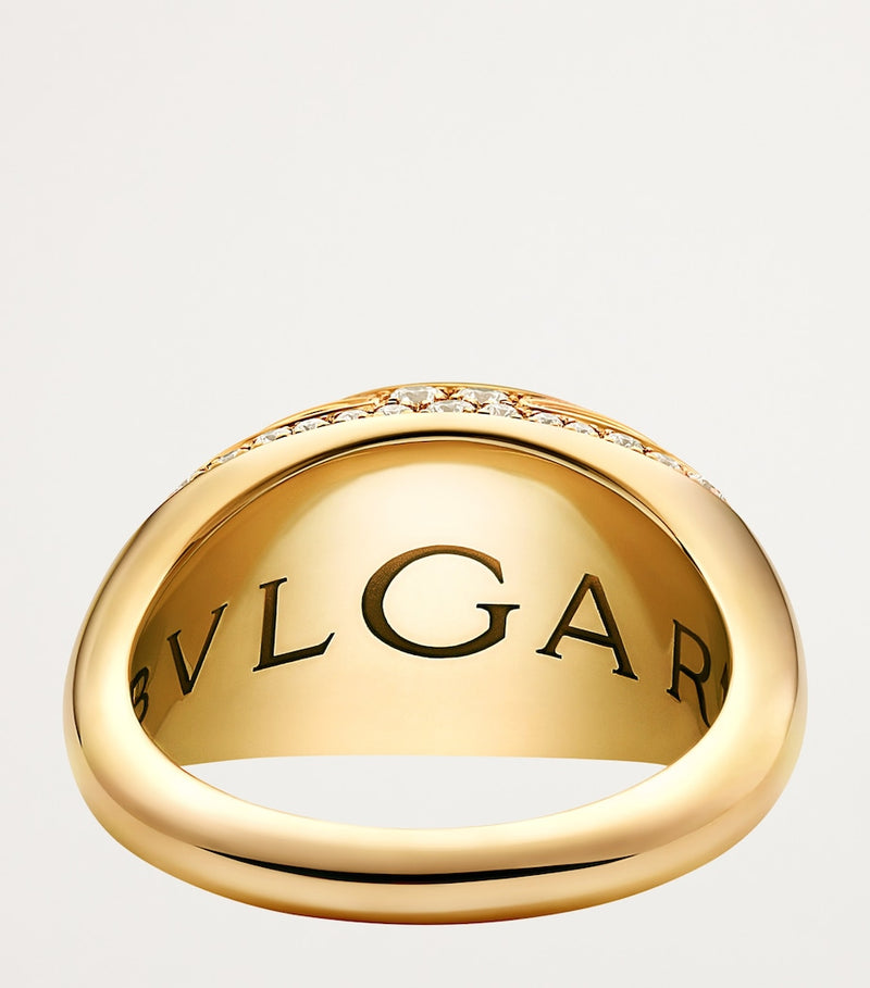 Bvlgari Cabochon yellow gold diamond ring (British brand)