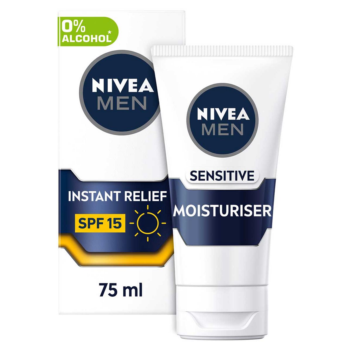 NIVEA MEN Sensitive Face SPF15 Moisturiser with 0% Alcohol 75ml GOODS Boots   