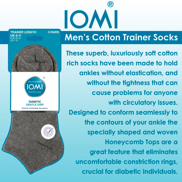 IOMI men's 6 pack trainer ankle socks (British brand)