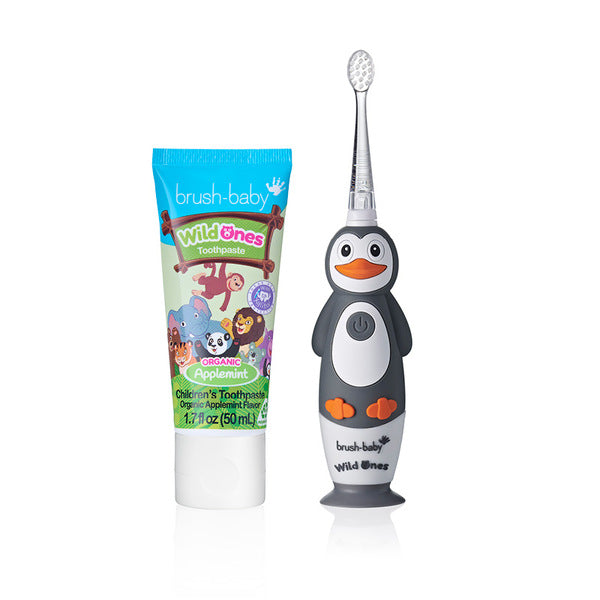 Brush Baby WildOnes-Penguin Toothbrush & Applemint T'paste GOODS Superdrug   