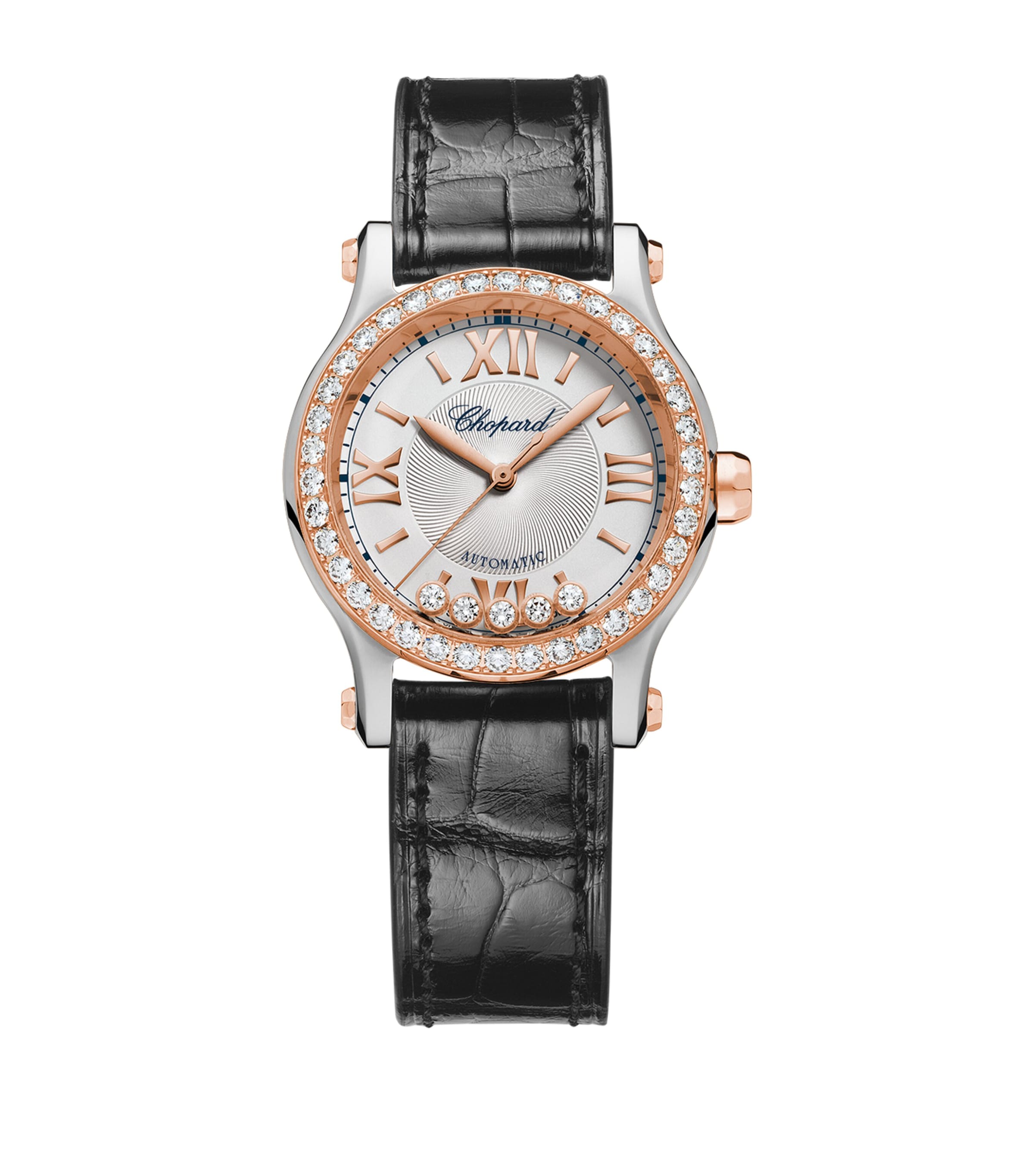 Rose Gold, Steel and Diamond Happy Sport Watch 30mm